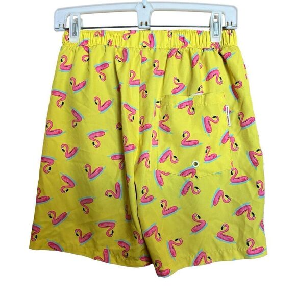 Mosmann Australia Lined Swim Trunks Shorts Small Yellow Pink Flamingo Print - Picture 3 of 4